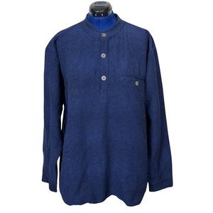 The Woollen Store Ireland Cotton Navy Blue Woven Long Sleeve Casual Shirt XXL